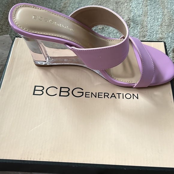 BCBG Walina Lucite Wedge Sandal in Pink Orchid New in Box Size 9.5 - Picture 10 of 13